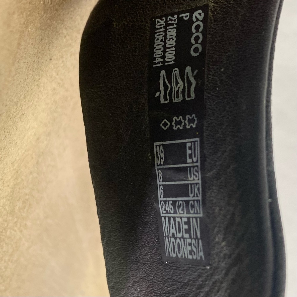 Ecco Corksphere Women's Thong Sandal Size 8 EU 39 Black Leather Flip Flops - Picture 10 of 11
